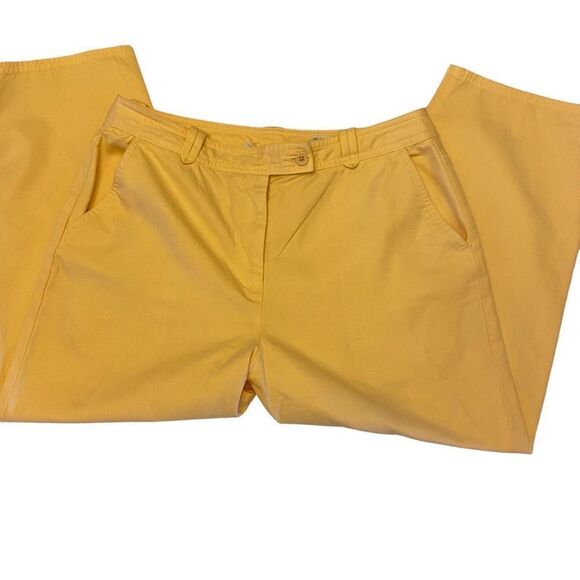 Talbots Pale Yellow Cropped Pants with Button Hem Size 12 Petite - Picture 4 of 16